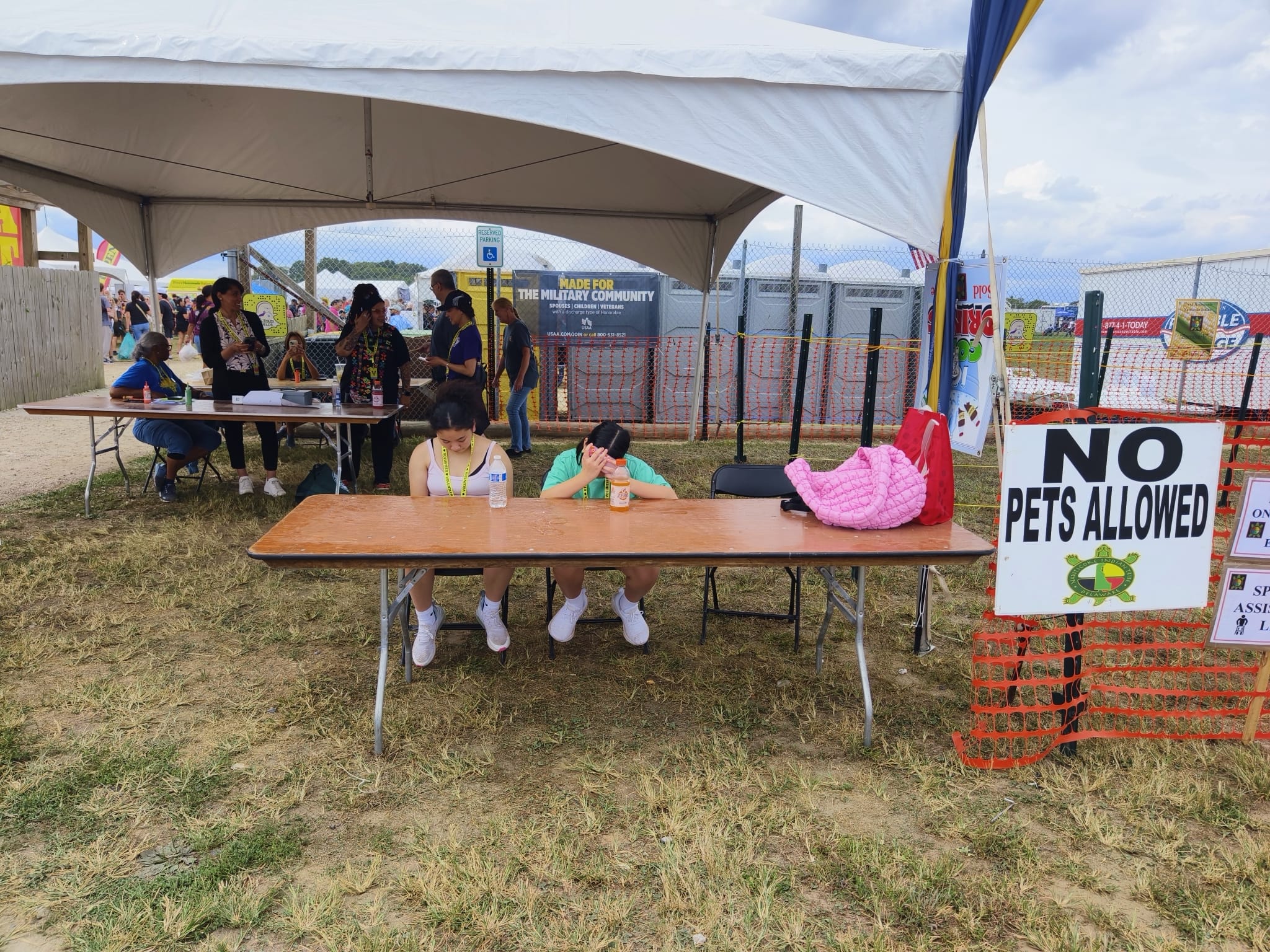 Students viewing history and language exhibits