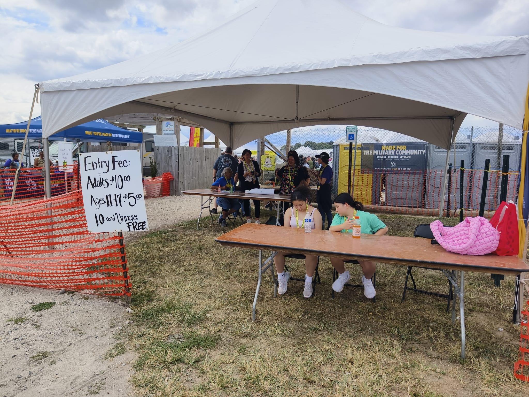 PowWow entrance and admission sign